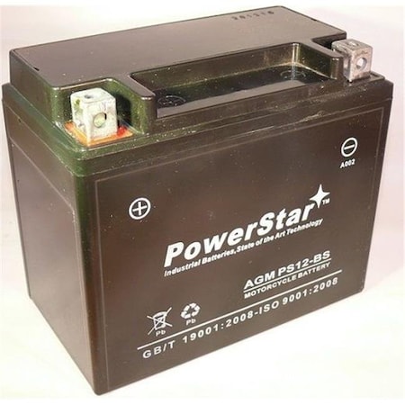 PowerStar PS12-BS-POWERSTAR-02 12V 12Ah 12-Bs Motorcycle Battery For Kawasaki Vulcan 900 Classic 900Cc 2006-2009